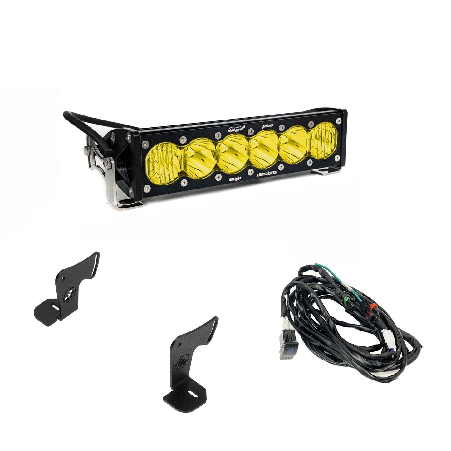 OnX6+ 10 Inch Light Bar Hood Mount Kit Polaris 2025 RZR ProR; ProS; ProXP, Baja Amber Baja Designs